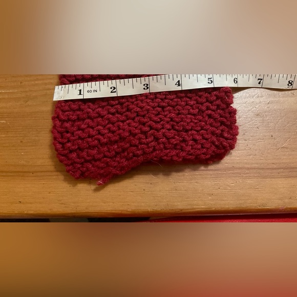 Handmade/handcrafted knitted white and burgundyduo/set of adult and child Scraf. - Picture 3 of 5